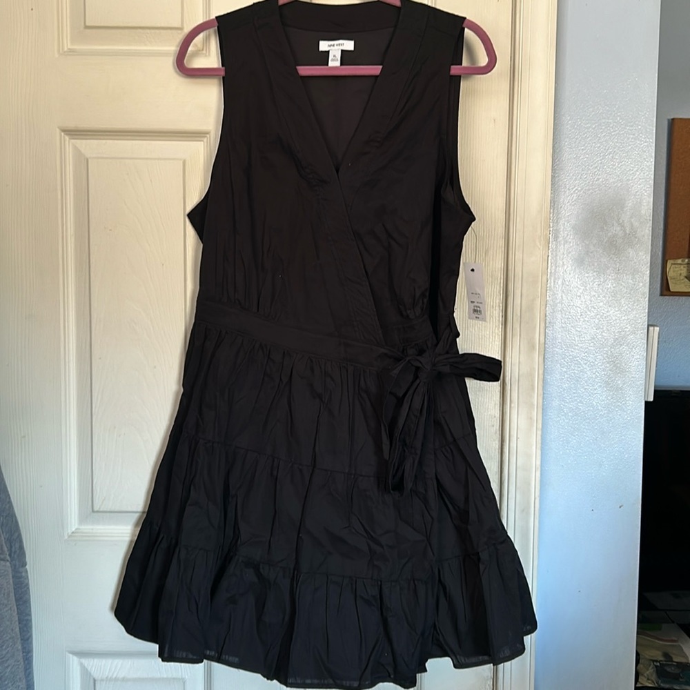 NWT Nine West mineral black tiered wrap dress - Picture 3 of 7